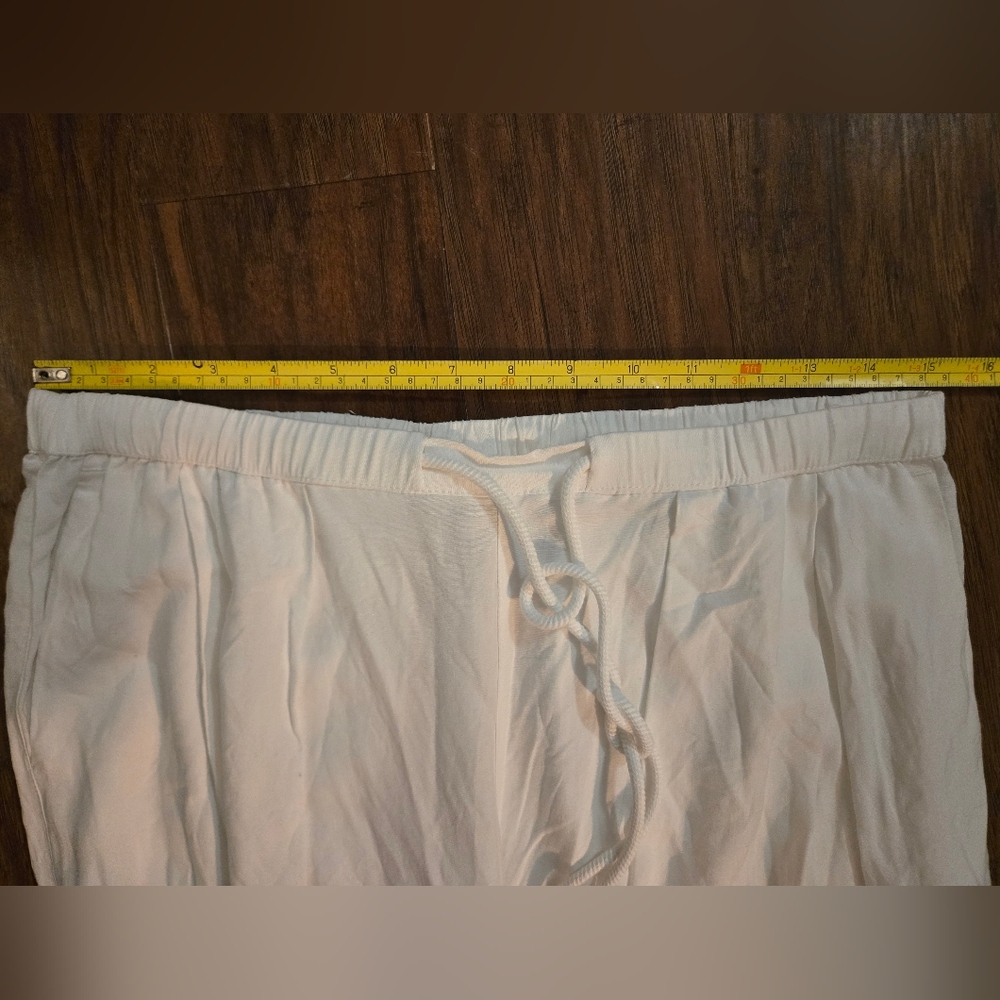 Calia NWT Linen Blend Pleated Wide Leg Beach Coverup Medium White Pants - Picture 7 of 9